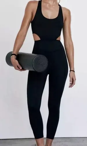 Free‎ People Movement Women's Back It Up Jumpsuit Black Size XS NWT thumbnail 1