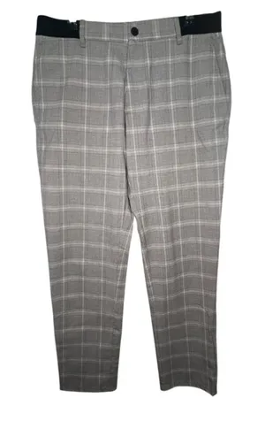Zara Grey And White Stretchy Plaid Professional Office Tapered Ankle Trousers thumbnail 1