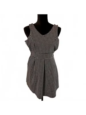 Salt and Pepper Coquette Cottage Checkered Houndstooth Fit & Flare Dress Mini XS thumbnail 2