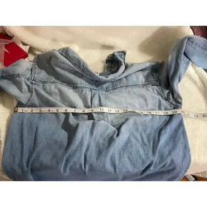 H&M Women’s Chambray Denim Pearl Snap Up Shirt, 4 Soft thumbnail 8