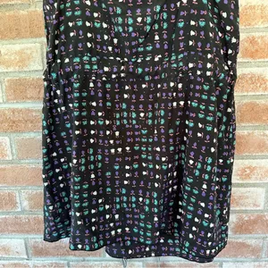 Anna Sui Anthropologie Silk Blend Mini Dress Women’s 8 Black Print thumbnail 8