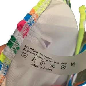 Amazon Womens M Smocked Triangle Bikini Set Rainbow Swirl Scrunch Multicolor New thumbnail 7