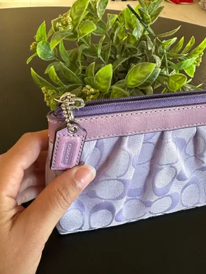Coach Signature Pleated Lilac Wristlet (Style F43434 thumbnail 3
