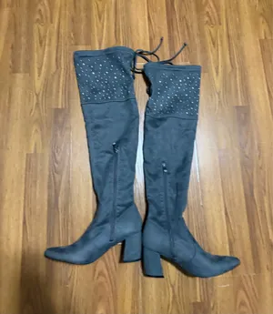 Olivia & Kate Grey Sparkle Embellished Rachel Above Knee Boots Size 8 thumbnail 2