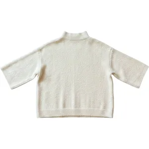Abercrombie & Fitch Cream Eyelash Boucle Mock Neck Wide Sleeve Sweater Small NEW thumbnail 2