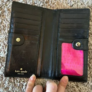 Striped black and white, shiny Kate Spade card wallet thumbnail 3