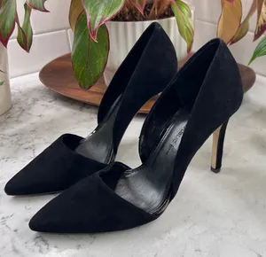 Banana Republic Madison Black Suede d'Orsay Pointed Toe Stiletto Pumps Size 8 thumbnail 1