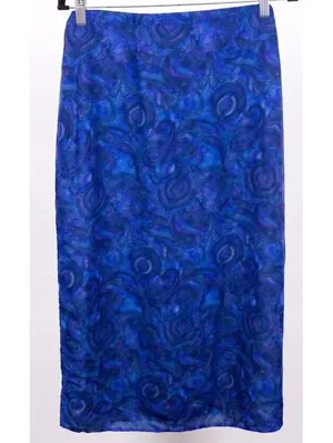 Venezia Jeans Blue Purple Paisley Print Stretch Skirt 90s Vintage Plus Sz 26/28 thumbnail 2