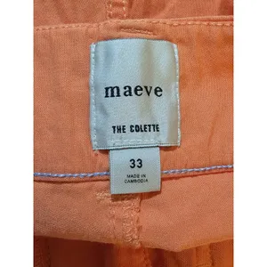 Maeve The Colette Womens Peach Linen Stretch High Rise Wide Leg Pants 33 thumbnail 3