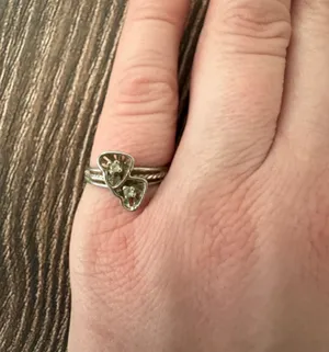 Vintage Double Heart Silver Toned Ring Size 6 thumbnail 1