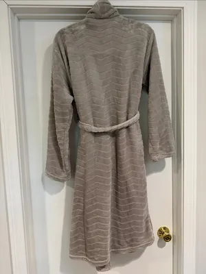 Source Unknown Plush Hoodless Robe in Light Gray thumbnail 3