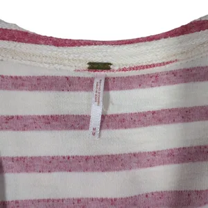 Free‎ People Striped Peplum Moto Jacket Womens M Pink White Zip Up thumbnail 6