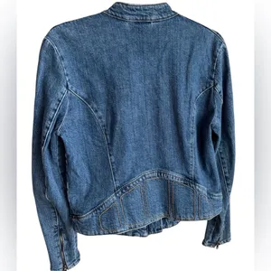 Free People We The Free Fast Lane Motto Denim Jacket Medium thumbnail 7