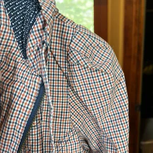 Roxy Navy & Orange Plaid Hooded Jacket Zip Front Women’s Size Medium thumbnail 15