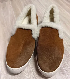 Birdies Roadrunner‎ Cognac Brown Suede Faux Shearling Slip On Sneakers Womens 7 thumbnail 1