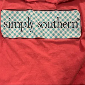 Simply Southern Coral & Teal Long Sleeve Pocket T XS thumbnail 5