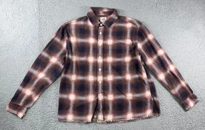 BDG Plaid Flannel Shirt Women M Raw Hem L/S Indie‎ Western Boho Retro Boxy Cabin thumbnail 1