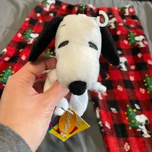 Peanuts Women's Christmas Snoopy Red Pajama Pants with Plush Toy thumbnail 2