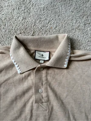 Tuckernuck sandstone Pique Holmes Boyfriend Polo beige short sleeve size small thumbnail 7