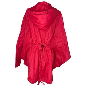 H! By Henry Holland Red‎ Hooded Windbreaker Poncho Jacket Womens Size 10 Zip Up thumbnail 5