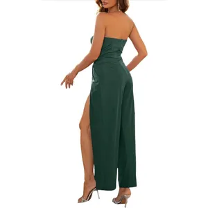 NEW Strapless Sleeveless High Split Wide Leg Jumpsuit L thumbnail 2