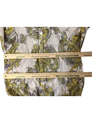 Ann Taylor Paisley Blouse Womens L Yellow Gray Sheer Used thumbnail 9