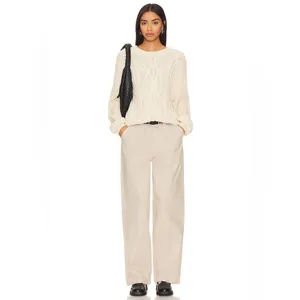 Free People Frankie Cable Sweater in Ivory M thumbnail 7