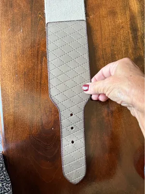 Wide Quilted Taupe Elastic Waist Belt with Buckle thumbnail 5