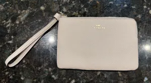 Coach Corner Zip Wristlet in‎ Pink Pebble Leather Wallet Wristlet Purse NWOT S thumbnail 1