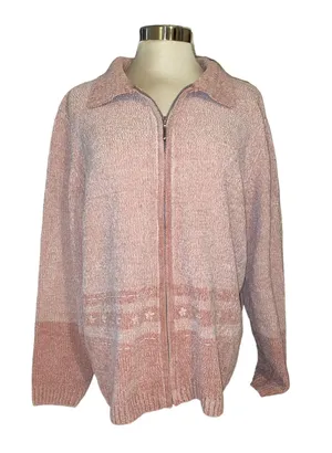 cardigan zip front long sleeve fold down collar size XLarge thumbnail 1