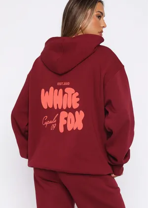 White Fox Capsule 9 Star Of The Moment Oversized Hoodie Burgundy thumbnail 2