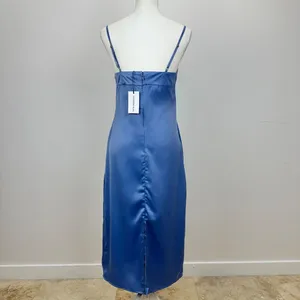WeWoreWhat Cowl Midi Slip Dress Satin Charmeuse Slate Blue Classic US 0 NWT thumbnail 6