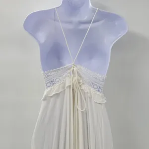 Hello Molly Crochet Lace Dress Womens 4 White Tie Back Summer Beach Vacay Boho thumbnail 12