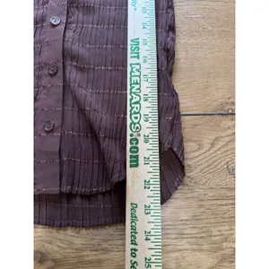 Serenade Women Size Small Button Down Shirt Crinkle Stretch Brown Office Chic thumbnail 5