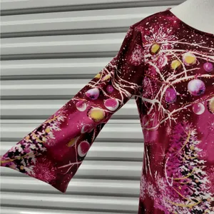 Tacera Dress Size Medium Burgundy Artsy Festive Winter Holiday Party Christmas thumbnail 5