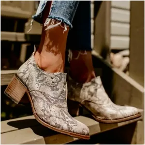 Freebird ‘Sadie’ Beige Snakeskin Embossed Leather Heeled Oxfords, Size 8 thumbnail 4