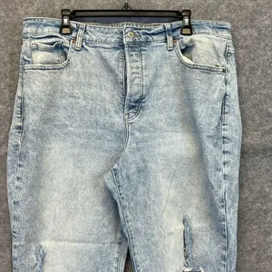 OLD NAVY Jeans Women's Size 18 Blue Denim Distressed OG High‎ Rise Straight Leg thumbnail 5