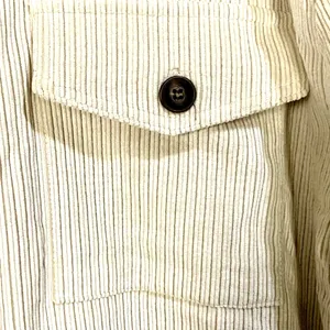 Corduroy Sherpa Lined Oversized Shacket Jacket M Button Up Soft Outerwear Beige thumbnail 4