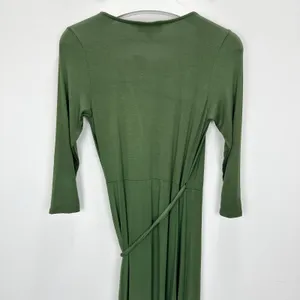 Lulus Garden District Olive Green Wrap Maxi Dress Stretch Jersey Knit Small NWT thumbnail 12