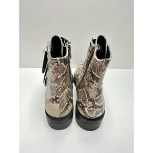 STEVEN NEW YORK Beige Snake Buckle Accent Studded Hazan‎ Almond Toe Block Heel thumbnail 8