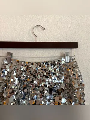Free People Womens Skirt Silver Can't Get Enough Sequin Asymmetrical Size 0 thumbnail 5