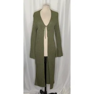 By ANTHROPOLOGIE Long Shine Cardigan‎ Sweater Green Tie Front Knitwear Small thumbnail 2
