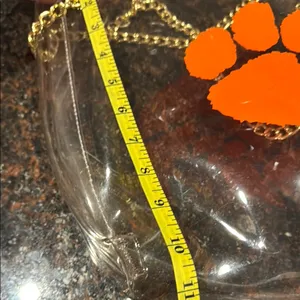 Clear Tote Bag with orange Clemson Tiger Paw Print and Gold Chain thumbnail 5
