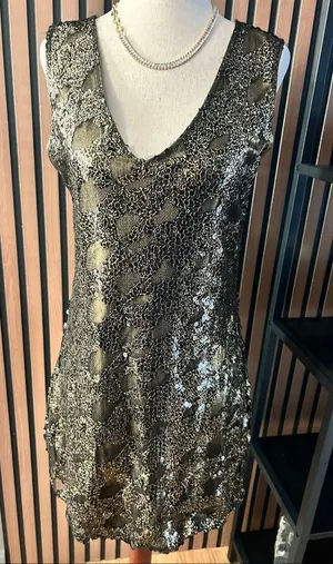 Express NYE sequin gold and black dress size XS thumbnail 1