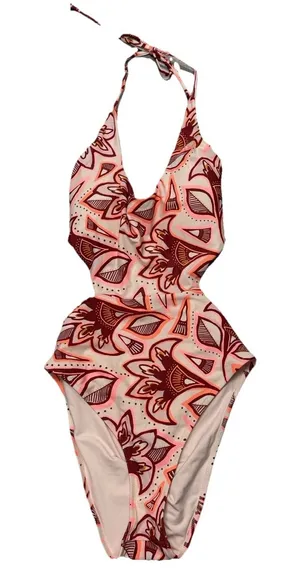 Aerie Women's‎ Pink Cut Out Halter Swimsuit One Piece Size Large thumbnail 1