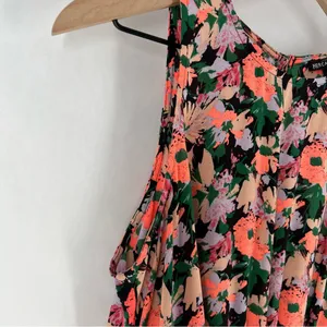 J. Crew Mercantile Neon Floral Print Ruched Waist Sleeveless Flounce Dress‎ thumbnail 4