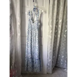Lulus My Love Story Floral Print Tie-Back Maxi Dress side zipper size S thumbnail 9