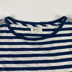 Madewell Shirt Womens XS Navy Blue White Striped Long Sleeve‎ Cotton Casual Top thumbnail 2