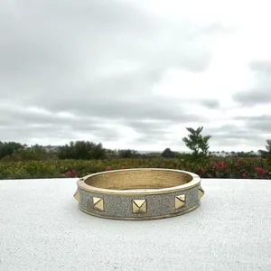 Silver and gold tone sparkly bangle hinged bracelet thumbnail 4
