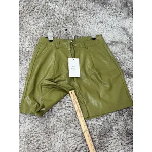 Women Faux Leather Shorts Olive Green High Waist Pleated Shorts Size 3XL NWT thumbnail 11